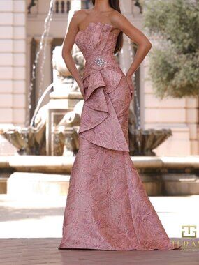 NWT Terani Couture 261E6269 Prom Pleated Bodice Gown Blush Rose Size 10